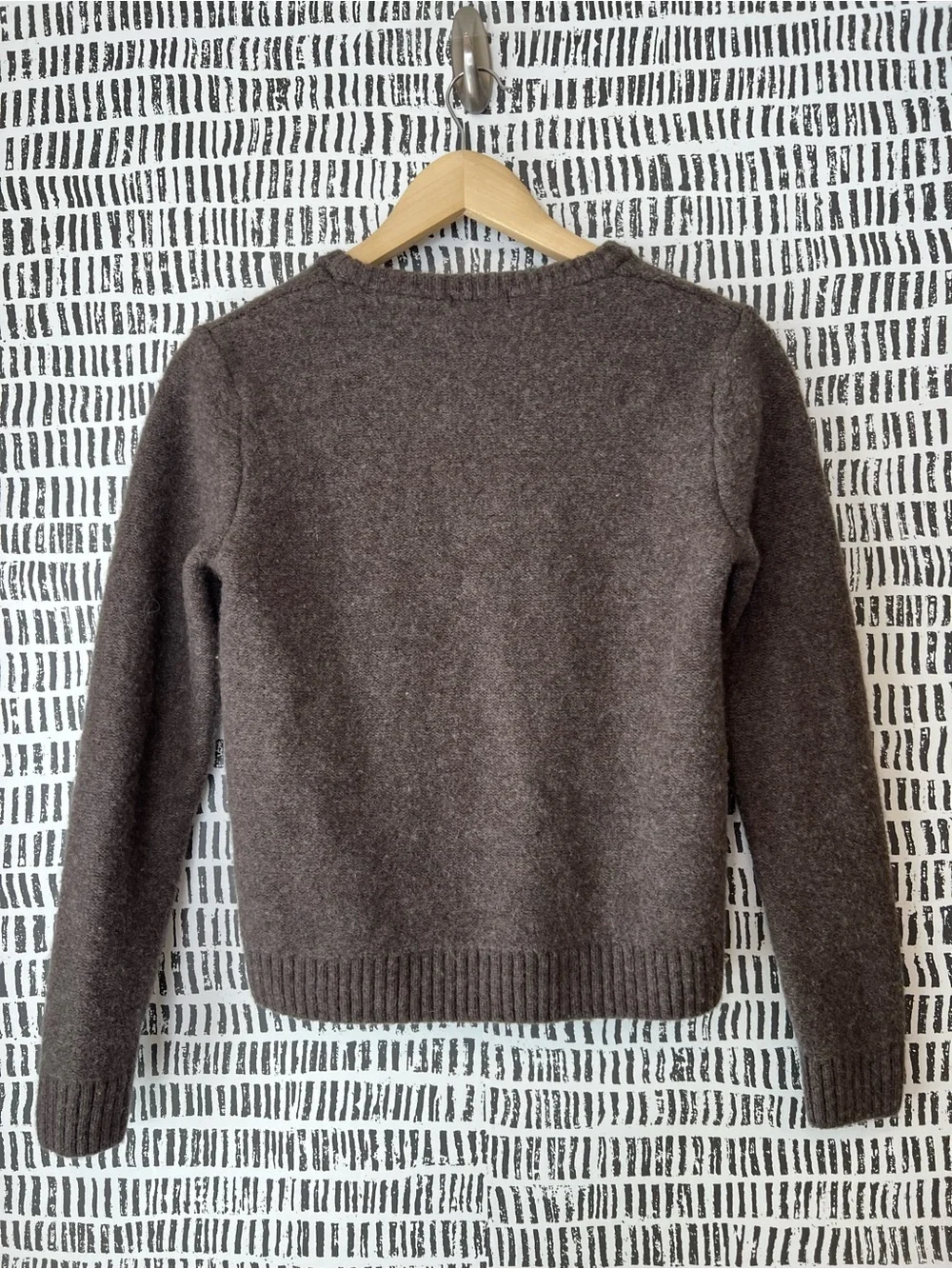 Uniqlo U Brown Wool Crewneck Sweater Chest Pocket Minimalist Knit Size M
